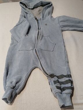 Volcom Light Blue Hooded One-Piece Footie with Stripe Detail